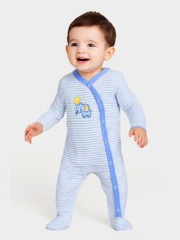 Mi Arcus - Stripes Design Blue Full Sleeves Sleepsuit/Bodysuit for Kids