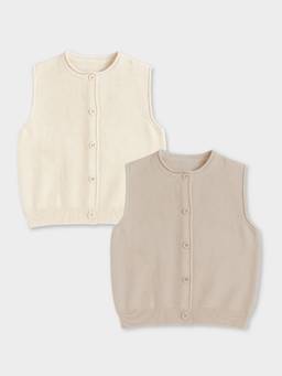 Mi Arcus - Solid Cream and Beige Sleeveless Sweater Pack of 2)
