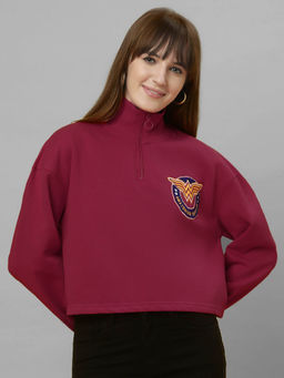 Free Authority - Wonder Woman Burgundy Printed Loose Sweatshirt