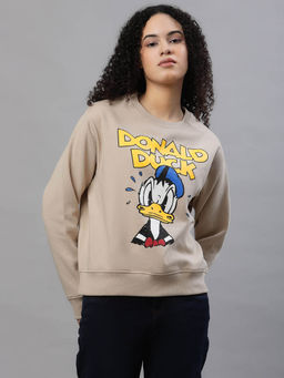 Free Authority - Mickey & Friends Printed Light Beige Sweatshirt