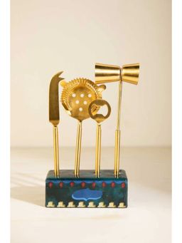 Freedom Tree - Sun Seeker Handcrafted Brass and Wooden Bar Tools Set Of 2