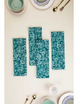 Freedom Tree - Juba Pure Cotton Blue Dinner Napkin - Set Of 4