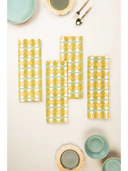 Freedom Tree - Marica Pure Cotton Yellow Dinner Napkin - Set Of 4
