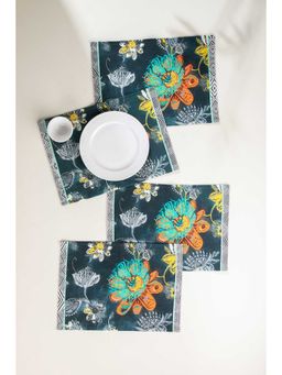 Freedom Tree - Vidari Pure Cotton Blue Table Mat - Set Of 4