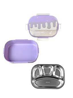Little Surprise Box - Purple Icecream Drip Big Size Stainless Steel Lunch Box 1300Ml