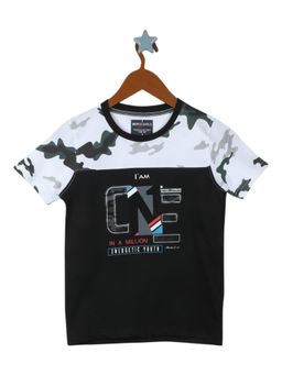 Monte Carlo - Boys Cotton Blend Camouflage Black T-Shirt