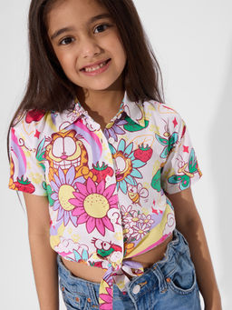 The Souled Store - Girls Official Garfield Chasing Rainbows Cotton Shirt