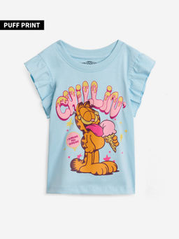 The Souled Store - Girls Official Garfield Chillin Flutter Sleeve Top