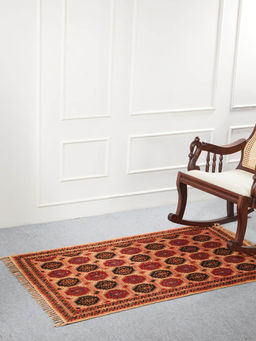 Fabindia - Red Brisha Kalamkari Printed Cotton Dhurrie