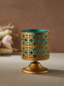 Fabindia - Teal Ramy Metal Votive Holder with Stand