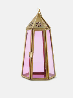 Fabindia - Pink Cutwork Glass Hanging Lantern