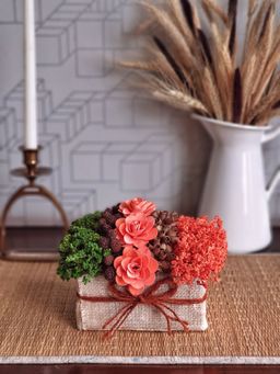 Forestkraft - Orange Flower Bouquet - Compact Table Decor Accent