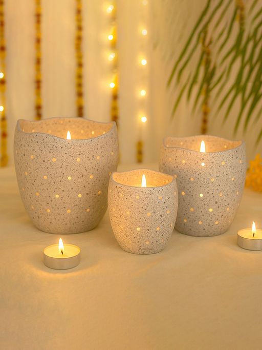Metalsmith Decorative Votive Holders for Diwali, Festivals & Home Decor (Pack of 3)