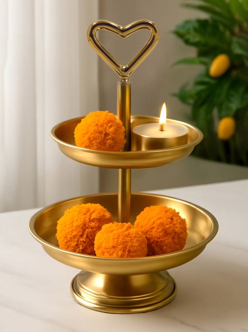 Metalsmith Tiered Gold Finish Metal Diya Stand