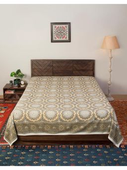 Fabindia - Grey Cotton Hand Block Printed Bed Cover