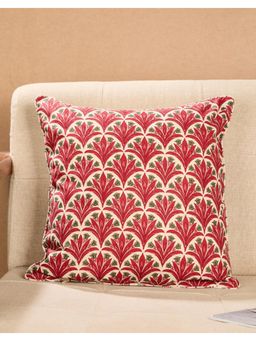 Fabindia - Red Cotton Printed Gulzar Cushion Cover (16x16 inches)