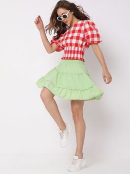 VERO MODA - Women Checked Red Casual Top