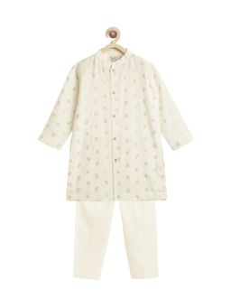 TIBER TABER - Boys Cream Viscose Printed Kurta with Pant