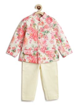 TIBER TABER - Boys Cream Cotton Printed Jacket with Pant