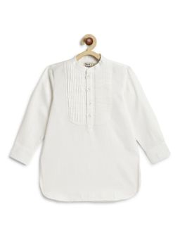 TIBER TABER - Boys White Cotton Solid/Plain Kurta