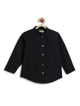 TIBER TABER - Boys Black Cotton Solid/Plain Shirt