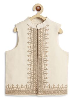 TIBER TABER - Boys Cream Cotton Embroidered Jacket