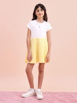 U.S. POLO ASSN. - Girls Beige Polyester Polka Dots Dress