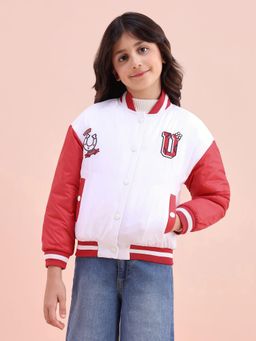 U.S. POLO ASSN. - Girls White Polyester Colorblock Jacket