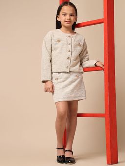 U.S. POLO ASSN. - Girls White Knitted Printed Skirt