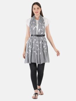 MUFFLY - Women Self Design Wool Blend, Foil Print Stoles with Hanger