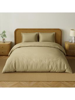 SPACES - Organic Prewash 180 Tc Organic Cotton Plain King Bedsheet with 2 Pillow Covers - Brown