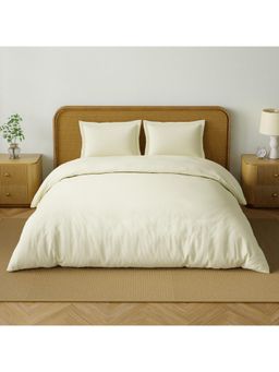 SPACES - Organic Prewash 180 Tc Organic Cotton Plain King Bedsheet with 2 Pillow Covers - Beige