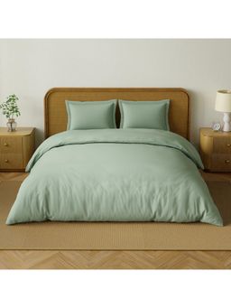 SPACES - Organic Prewash 180 Tc Organic Cotton Plain King Bedsheet with 2 Pillow Covers - Green