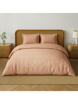 SPACES - Organic Prewash 180 Tc Organic Cotton Plain King Bedsheet with 2 Pillow Covers - Peach