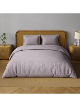 SPACES - Organic Prewash 180 Tc Organic Cotton Plain King Bedsheet with 2 Pillow Covers - Purple