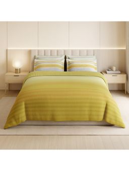 SPACES - 350 Tc Egyptian Cotton Abstract King Bedsheet with 2 Pillow Covers - Yellow