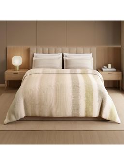 SPACES - 350 Tc Egyptian Cotton Abstract King Bedsheet with 2 Pillow Covers - Beige