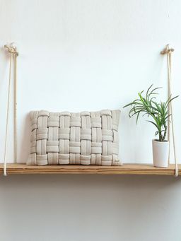 PLUCHI - Basket Knit Cotton Knitted Pale Whisper Color 12 X 20 Inches Decorative Cushion Cover