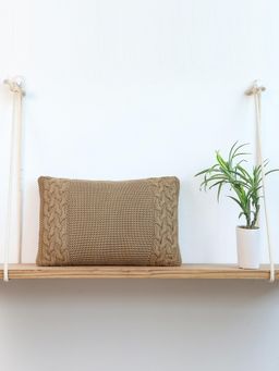 PLUCHI - Archer Cotton Knitted Latte Color 12 X 20 Inches Decorative Cushion Cover