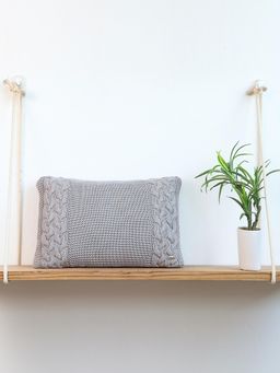 PLUCHI - Archer Cotton Opal Grey Knitted 12 X 20 Inches Decorative Cushion Cover