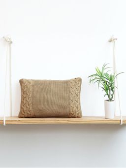 PLUCHI - Archer Cotton Knitted Khaki Cream Color 12 X 20 Inches Decorative Cushion Cover