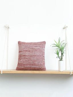 PLUCHI - Anna Dark Coffee Marled Cotton Knitted 16 X 16 Inches Decorative Cushion Cover