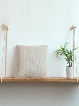 PLUCHI - Natural Melange & Pale Whisper Cotton Knitted 16 X 16 Inches Decorative Cushion Cover