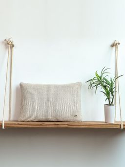 PLUCHI - Natural Melange & Pale Whisper Cotton Knitted 12 X 20 Inches Decorative Cushion Cover