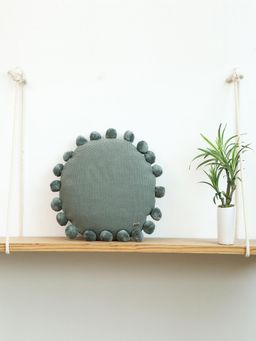 PLUCHI - Pom Pom Mini Moss Ryegrass Cotton Knitted 16 Diameter Decorative Cushion Cover