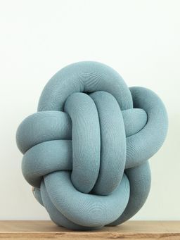 PLUCHI - Nodo Cotton Knitted Cadet Blue Color 12 X 12 Inches Knot Decorative Cushion Cover