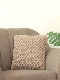 PLUCHI - Popcorn Sandy Brown Cotton Knitted 16 X 16 Inches Decorative Cushion Cover