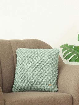 PLUCHI - Popcorn Mineral Blue Cotton Knitted 16 X 16 Inches Decorative Cushion Cover