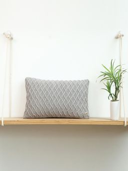 PLUCHI - Crest Light Grey 12 X 20 Inches Decorative Cushion Cover