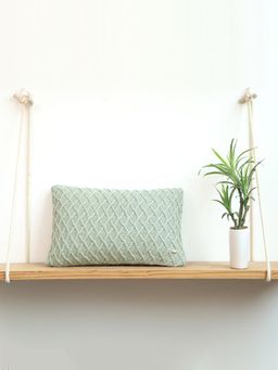 PLUCHI - Crest Desert Sage Cotton Knitted 12 X 20 Inches Decorative Cushion Cover